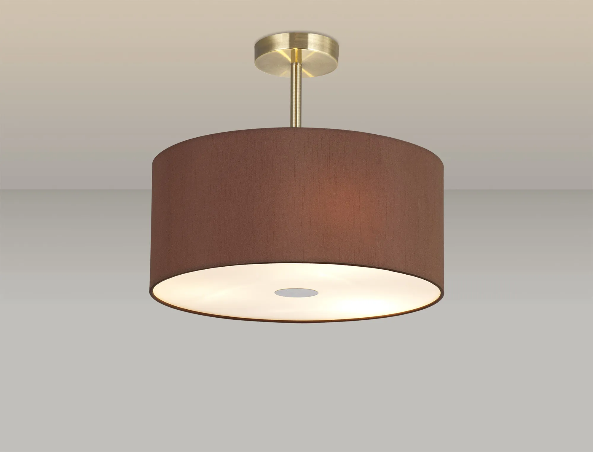 Baymont 40cm Semi Flush 3 Light Antique Brass, Raw Cocoa/Grecian Bronze, Frosted Diffuser DK0370  Deco Baymont AB RC